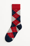 Classic Argyle Pattern Socks - Red & Navy